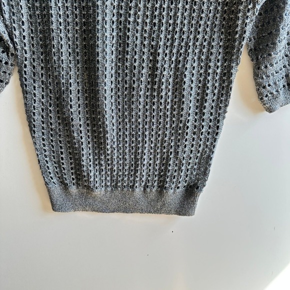 Express Knit Top Dolman Sleeve Metallic Gray Sweater Open Weave XS NWOT Sheer - Picture 6 of 9
